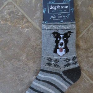 NWT DOG & ROSE MEN'S SOCKS ONE PAIR GREY STRIPE SIZE 8-12 US (K74)